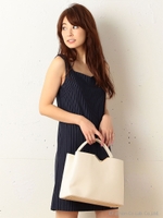 スウィートハートネックストライプワンピース/グレー