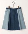 配色台形デニムスカート