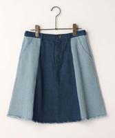 配色台形デニムスカート