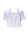OFF-SHOULDER SHIRT BLOUSE/グレー(021)