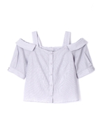OFF-SHOULDER SHIRT BLOUSE/グレー(021)