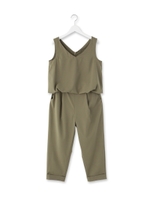 Vネックオールインワン/カーキ(027)