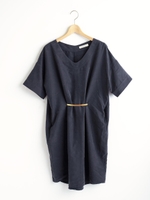 クリップ付ピーチスキンワンピース/ネイビー