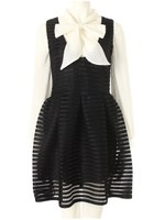 シフォンブラウス×ワンピースセット/ブラック