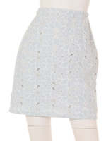 花柄レースタイトスカート/ブルー