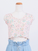 小花柄フリルショートタンク/ネイビー