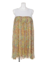 ペイズリー柄ギャザーワンピース【1stline】/イエロー