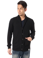 【AZUL by moussy】ミニ畦ショールカーデ/BLK