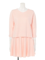 【７分袖】Backリボンセットアップ/ネイビー