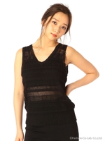 スリットヘムニットトップス/ブラウン