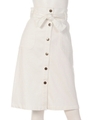 フロントボタンミモレスカート≪自宅で洗える≫/ホワイト