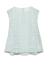 ボーダー刺繍ブラウス/WHT