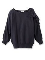 ラッフル綿混ニット/グリーン系(020)