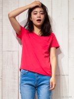 半袖VネックポケTシャツ/シロ