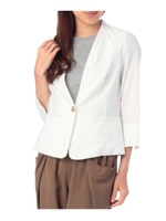 麻混ノーカラージャケット/ホワイト(002)