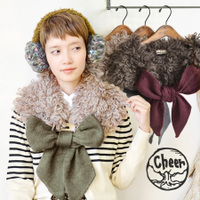 cheer（チアー）リーベレー3WAYリボン＆キルトピンニットティペット