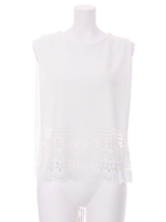 花柄ヒートカットカットソートップス/ホワイト