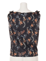 【FEMININE】ペイズリーフラワーショルダーデザインTOPS/ネイビー