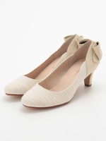 【vanitybeauty】【WEB限定商品】【柔らかSoft Insole】バックリボンローヒールパンプス/ブラック