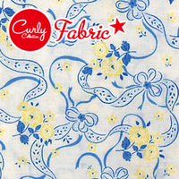 カットクロス1m リボンフラワーファブリック［ホワイト×ブルー］