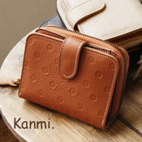 ポルカドットレザーショートウォレット