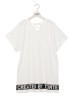 裾ロゴ後ろレースアップトップス/グレー