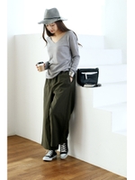 【AZUL by moussy】ウォッシャブルソフトタッチVネックニットプルオーバー/T.GRY