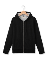 ダブルフェイスフードパーカー/ブラック(019)