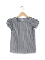 裾ひねりギンガムチェックブラウス/ブラック(119)