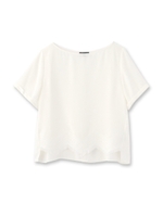 裾ジグザグレース切り替えブラウス/ダークグリーン(023)