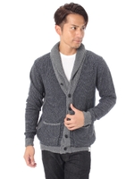 【AZUL by moussy】引き揃えカノコ編みショールカーデ/NVY