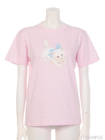 おりぼんねこプリントTシャツ/ピンク
