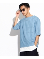 コットンデニムTブラウス/ネイビー(093)