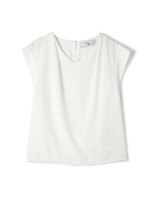 タックドレープＶネックブラウス/グレー(020)