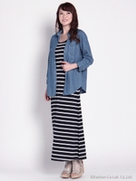 デニムシャツマキシワンピアンサンブル/ブルー