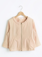 ノーカラーギャザーブルゾン/アイボリー