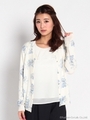 フリルブラウス花柄CDES/グレー系