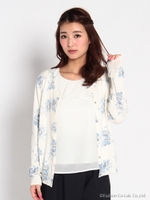 フリルブラウス花柄CDES/グレー系