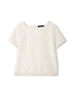 ボーダーレースブラウス/ピンク(090)