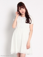 ロマンティックエアリーストライプワンピース/ベージュ