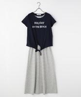 ワンピース×裾結びTシャツセット