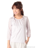 花粉ブロックシルケット袖レース7分 2/クリーム