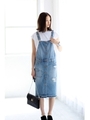 【AZUL by moussy】リメイク風サロペットワンピース/L/BLU