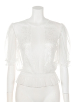 【Auntie Rosa】 フロントレースチュールブラウス/WHT