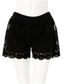 レース柄スカラップショートパンツ/ブラック