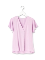 Vネックフレア袖シャツ/ホワイト系(002)