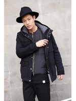 【AZUL by moussy】ポンチ中綿ウラキルトフーデッドブルゾン/BLK