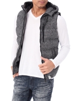 【AZUL by moussy】綿麻シャンブレー中綿ベスト/BLK