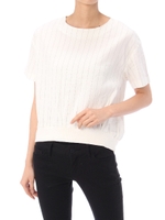 【AZUL ENCANTO】裾リブ丸首ブラウス/柄WHT