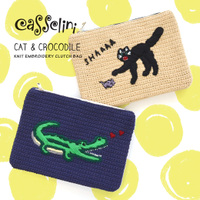 ニット刺繍 クラッチバッグ